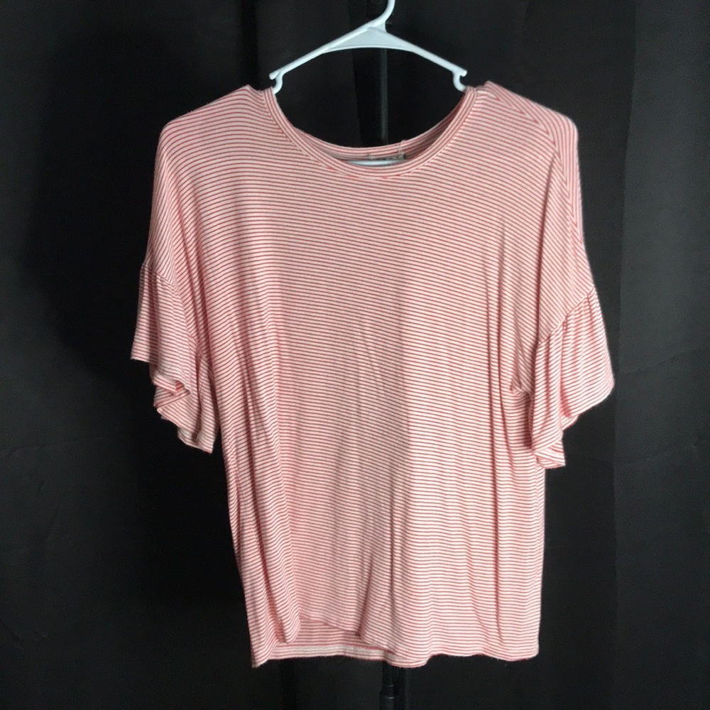 red and white striped tee